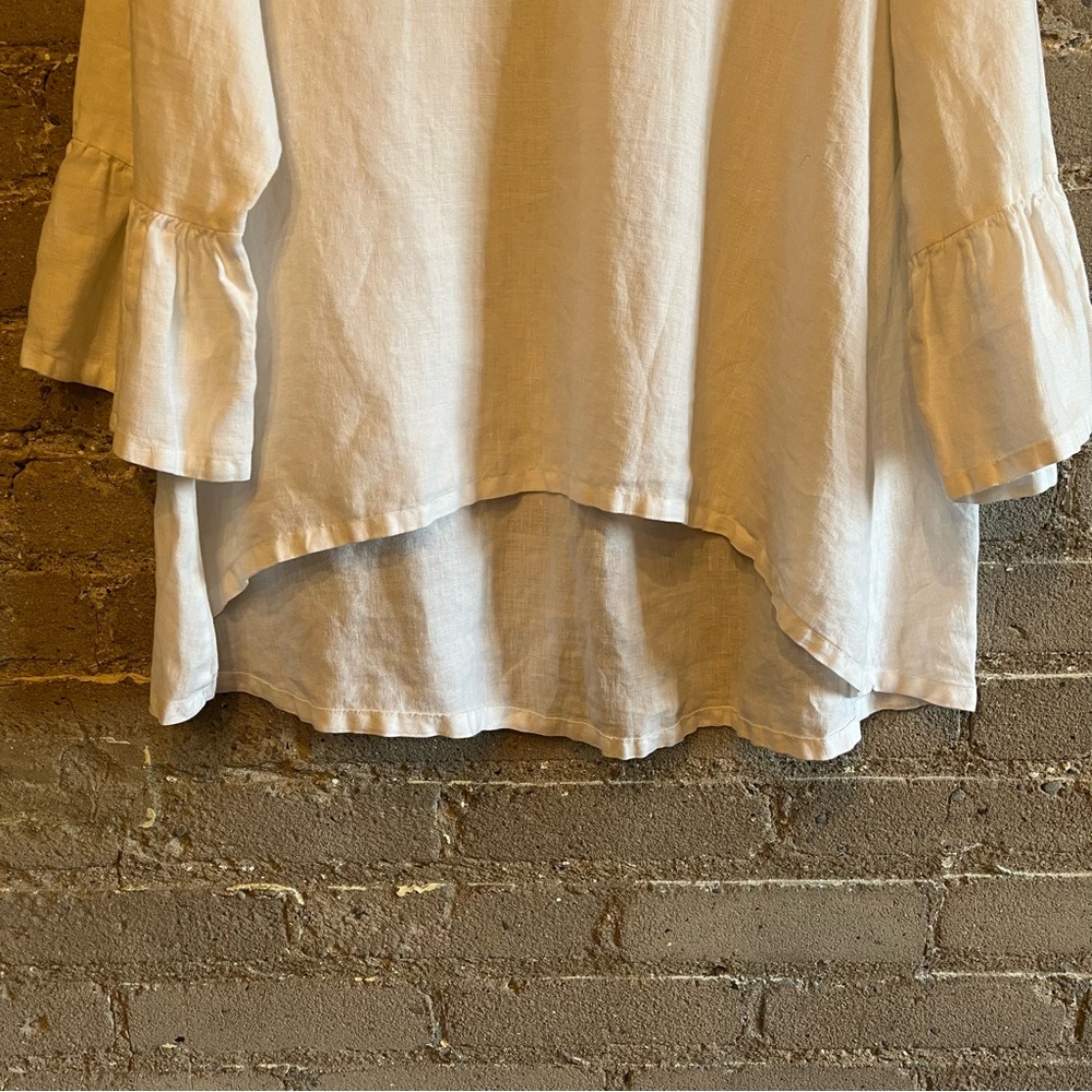 Bryn Walker White Light Linen Fran Blouse - Size L - Picture 4 of 9